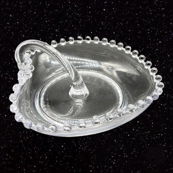 Vintage Candlewick Heart Shaped Nappy Candy Dish Clear Glass Beaded 5.5”W 3”T - Picture 1 of 10